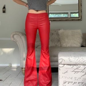 Red Faux Leather Flare Pants | Poshmark